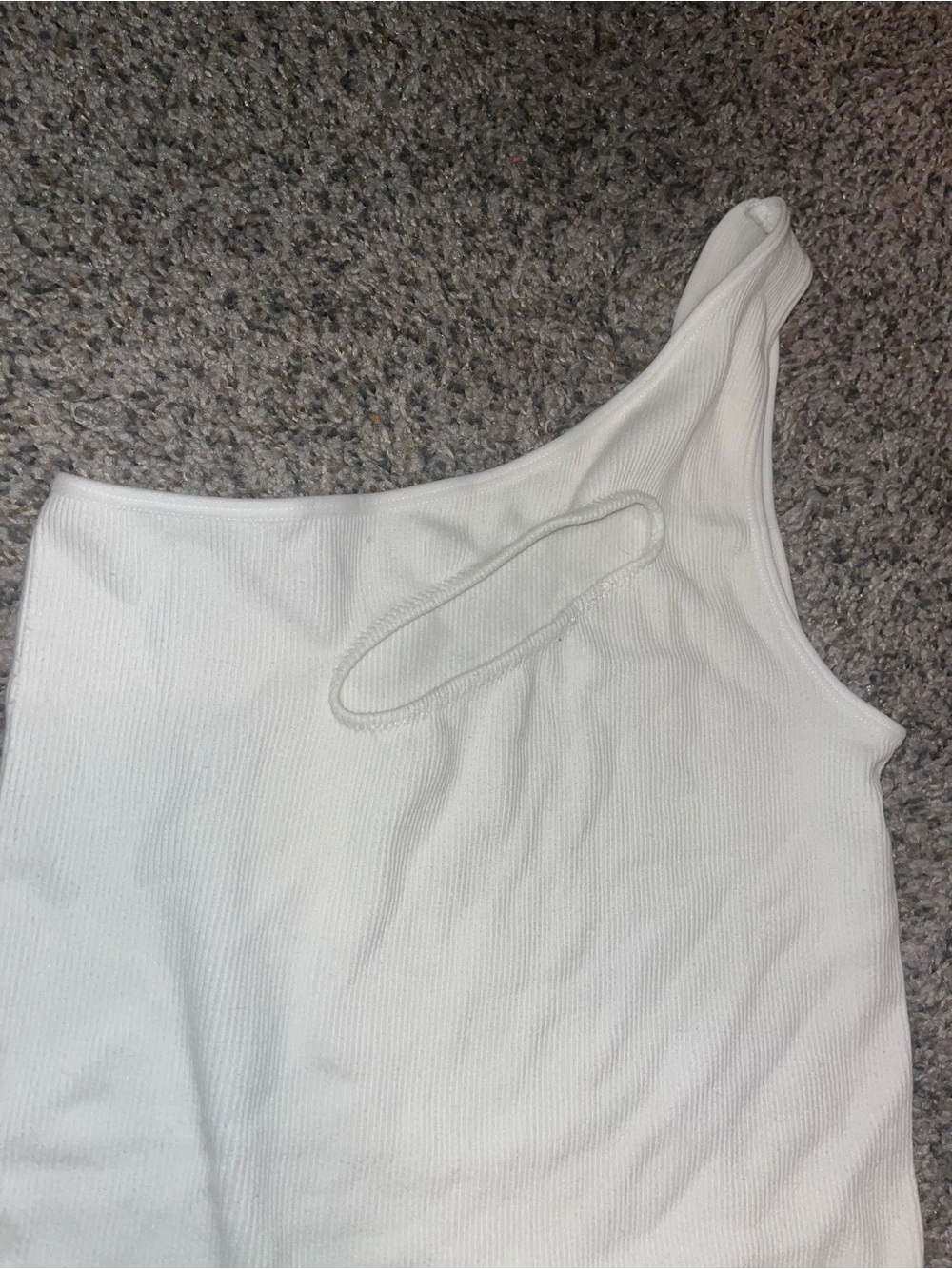 White One-Shoulder Ribbed Tank Top